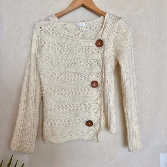 Promod Asymmetrical Button Knit Sweater - Picture 1 of 12